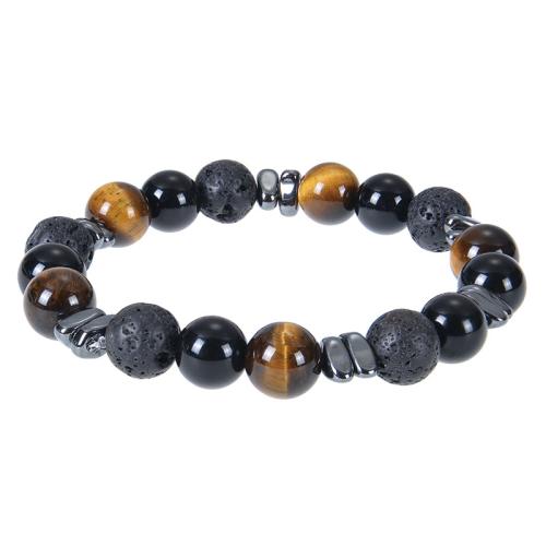 Black Magnetic Stone Bracelet with Natural Stone & Unisex Length 6.6-8.5 Inch Sold By PC