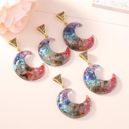 Gemstone Pendants Jewelry Energy Stone Moon DIY multi-colored Sold By PC