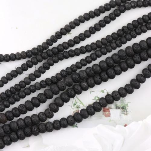 Natural Lava Beads DIY black Sold By Strand