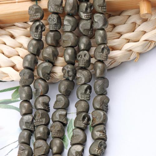 Natural Golden Pyrite Beads Skull DIY brown Approx Sold By Strand