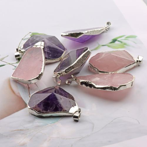 Gemstone Pendants Jewelry Natural Stone with Iron DIY Sold By PC