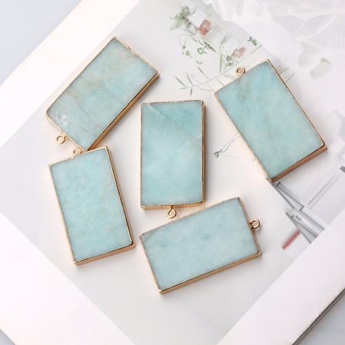 Gemstone Pendants Jewelry ​Amazonite​ with Brass DIY blue Sold By PC