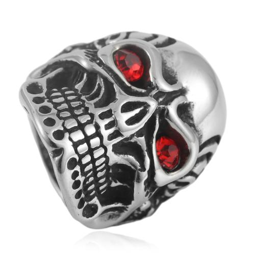 Cubic Zirconia Stainless Steel Finger Ring 304 Stainless Steel with Cubic Zirconia Skull polished fashion jewelry & for man mm Sold By PC