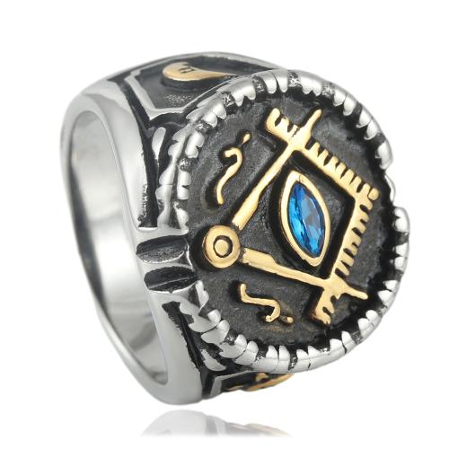 Anillo de dedo del acero inoxidable del Zirconia cúbico, acero inoxidable 304, con cúbica circonia, pulido, Joyería & diverso tamaño para la opción & para hombre, más colores para la opción, wide:20mm, Vendido por UD