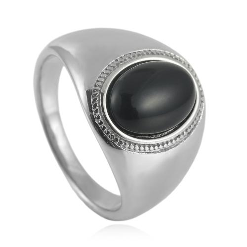 Stainless Steel Finger Ring 304 Stainless Steel with Natural Stone polished  & for man .6mm Sold By PC