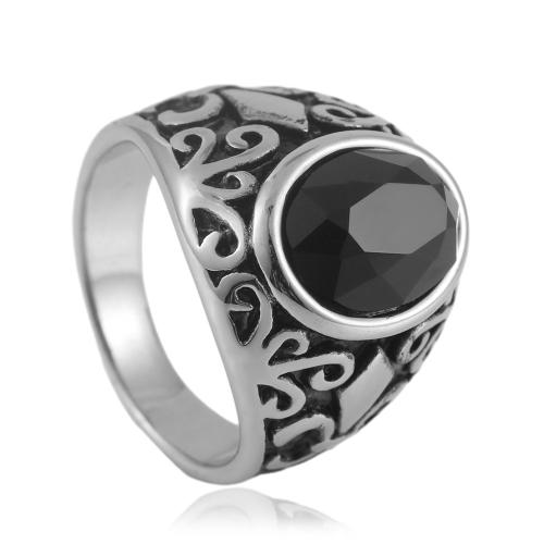 Cubic Zirconia Stainless Steel Finger Ring 304 Stainless Steel with Cubic Zirconia polished fashion jewelry & Unisex .2mm Sold By PC