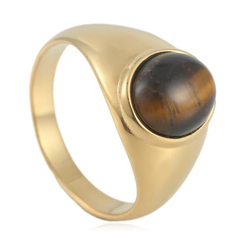 Stainless Steel Finger Ring 304 Stainless Steel with Natural Stone polished  & for man mm Sold By PC