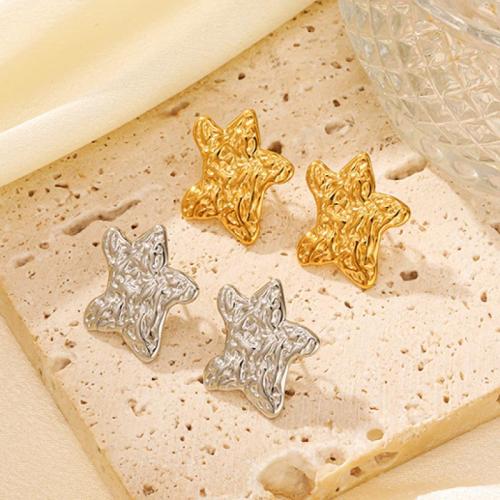 Stainless Steel Stud Earrings 304 Stainless Steel Star plated fashion jewelry & for woman Sold By Pair