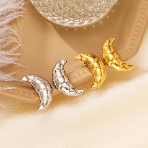 Stainless Steel Stud Earrings 304 Stainless Steel Horn plated fashion jewelry & for woman Sold By Pair