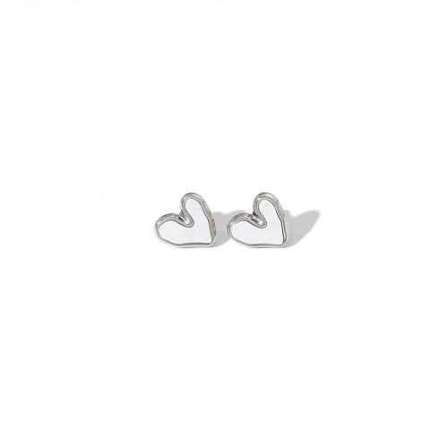 Stainless Steel Stud Earrings 304 Stainless Steel Heart plated fashion jewelry & for woman & enamel Sold By Pair