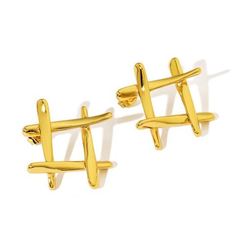 Stainless Steel Stud Earrings 304 Stainless Steel 18K gold plated fashion jewelry & for woman & hollow Sold By Pair