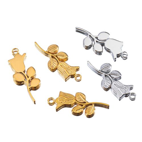 Stainless Steel Flower Pendant 304 Stainless Steel plated DIY Sold By Bag