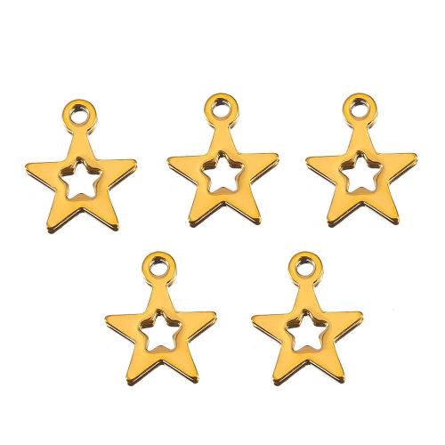 Stainless Steel Pendants 304 Stainless Steel Star plated DIY & hollow golden Sold By Bag