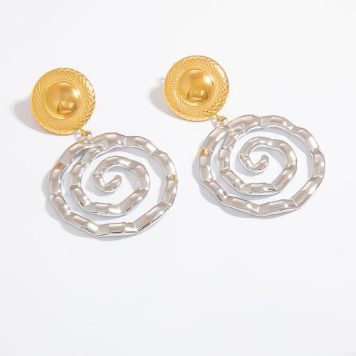 Glass Cabochons 304 Stainless Steel Round 18K gold plated fashion jewelry & for woman & hollow Sold By Pair