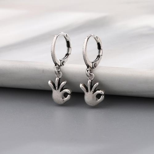 Huggie hoepel Drop Earrings, Messing, plated, voor vrouw, oorspronkelijke kleur, 7x10mm, Verkocht door PC