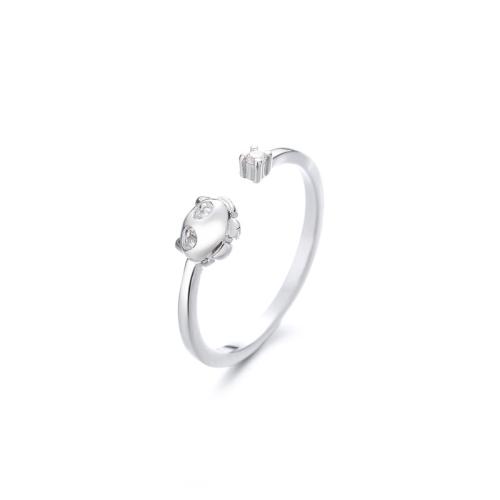 Cubique anneau en laiton Circonia Micro Pave, Placage, pavé de micro zircon & pour femme, couleur platine, Vendu par PC