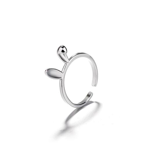 Brass Finger Ring Rabbit plated for woman platinum color Sold By PC