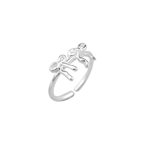 Mässing Finger Ring, Bowknot, plated, för kvinna, platina färg, Säljs av PC