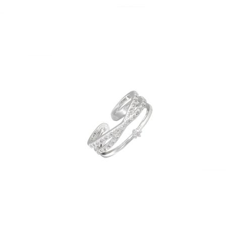 Cúbicos Circonia Micro Pave anillo de latón, metal, chapado, micro arcilla de zirconia cúbica & para mujer, color de platina, Vendido por UD