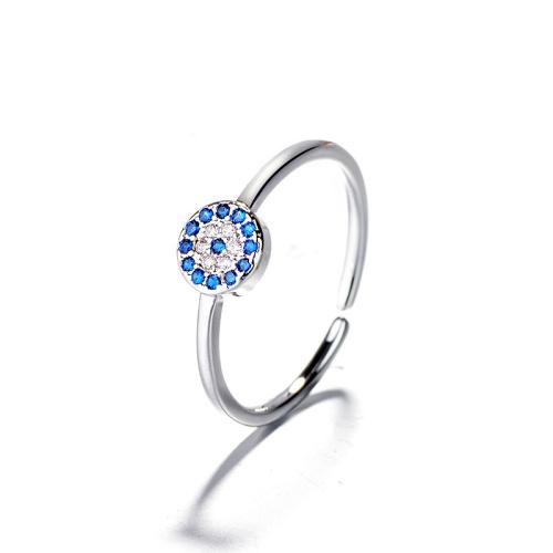 Kubieke Circonia Micro Pave Brass Ring, Messing, plated, micro pave zirconia & voor vrouw, platina kleur, Verkocht door PC