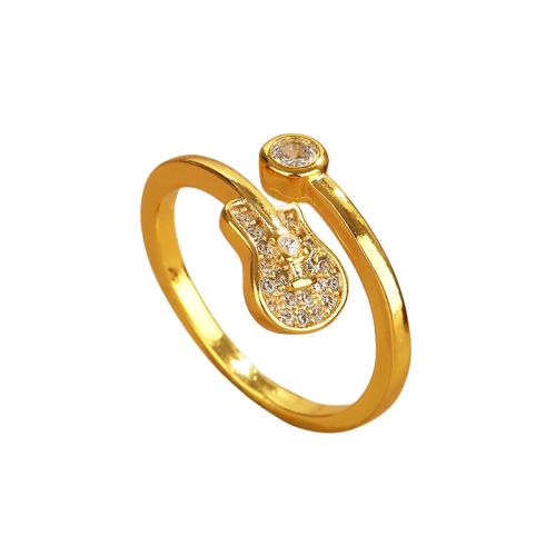 Cúbicos Circonia Micro Pave anillo de latón, metal, guitara, chapado, micro arcilla de zirconia cúbica & para mujer, más colores para la opción, Vendido por UD