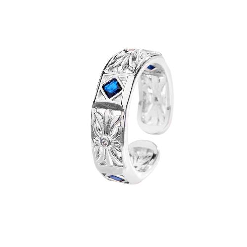 Kubieke Circonia Micro Pave Brass Ring, Messing, plated, micro pave zirconia & voor vrouw, platina kleur, Verkocht door PC