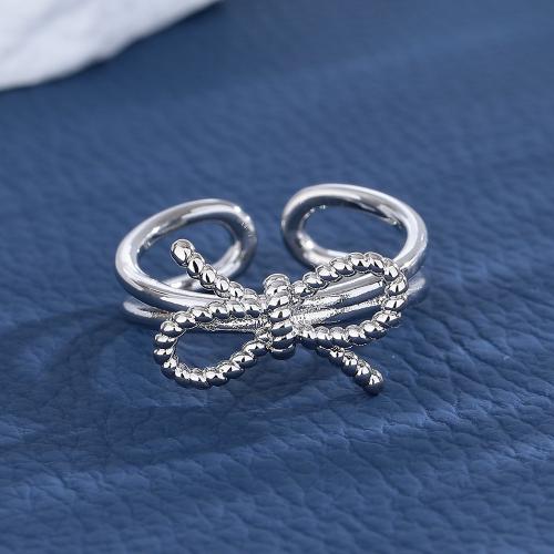 Mässing Finger Ring, Bowknot, plated, för kvinna, platina färg, Säljs av PC