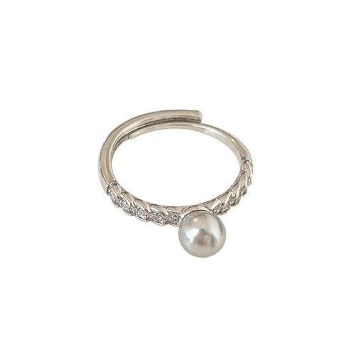 Cubique anneau en laiton Circonia Micro Pave, avec Shell Pearl, Placage, pavé de micro zircon & pour femme, plus de couleurs à choisir, Vendu par PC