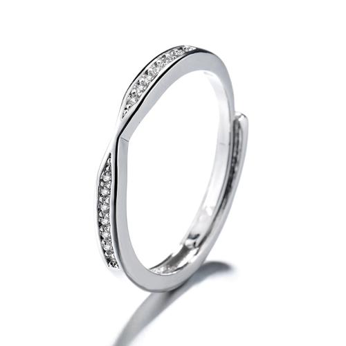 Kubieke Circonia Micro Pave Brass Ring, Messing, plated, micro pave zirconia & voor vrouw, platina kleur, Verkocht door PC