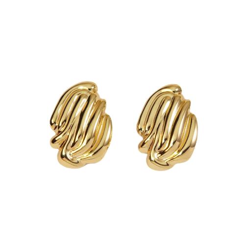 Stainless Steel Stud Earrings 304 Stainless Steel fashion jewelry & for woman golden Sold By Pair