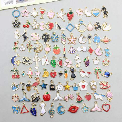 Zinc Alloy émail Pendants, alliage de zinc, Placage, envoyé au hasard & DIY, 100PC/sac, Vendu par sac