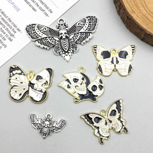 Zinc Alloy Enamel Pendants Butterfly plated DIY Sold By Bag