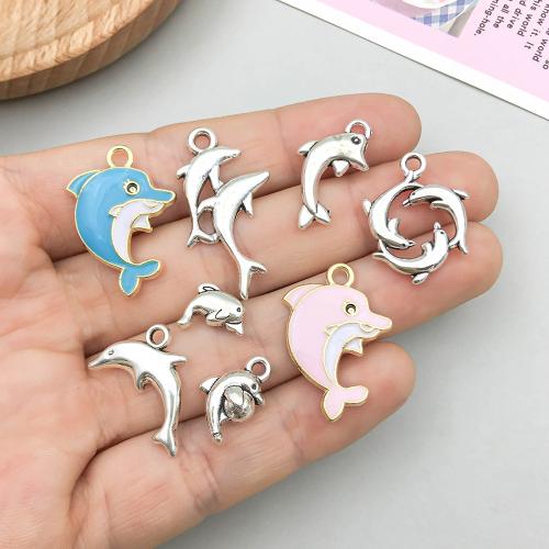 Zinc Alloy Enamel Pendants Dolphin plated DIY Sold By Bag