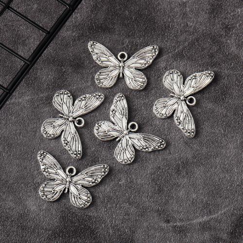 Zinc Alloy Animal Pendants Butterfly antique silver color plated DIY Sold By Bag