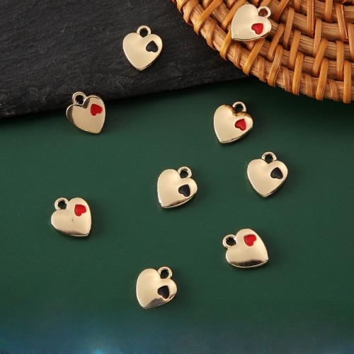 Zinc Alloy Enamel Pendants Heart plated DIY Sold By Bag