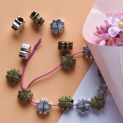 Zinc Alloy Jewelry Beads Four Leaf Clover plated DIY Sold By Bag