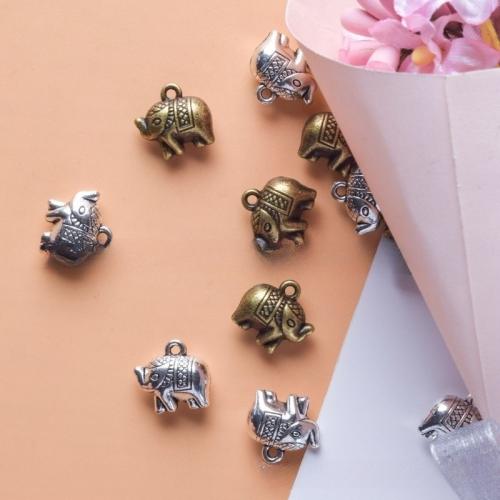 Zinklegering Animal Hangers, Zinc Alloy, Olifant, plated, DIY, meer kleuren voor de keuze, 11x11mm, 100pC's/Bag, Verkocht door Bag