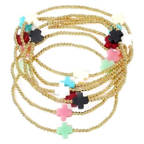 Pulseras de latón, metal, Cruces, chapado en color dorado, Joyería & para mujer, más colores para la opción, libre de níquel, plomo & cadmio, 8mm, longitud 17.5 cm, Vendido por UD