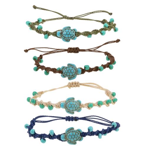 Trendy Wax cord armbanden, met turkoois & Schelp, handgemaakt, Verstelbare & mode sieraden & uniseks, meer kleuren voor de keuze, Lengte Ca 16-26 cm, Verkocht door PC