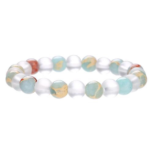 Bracelets de pierres précieuses, Shoushan Stone, avec quartz clair, Rond, bijoux de mode & pour femme, couleurs mélangées, protéger l'environnement, sans nickel, plomb et cadmium, 8mm, Longueur Environ 18 cm, Vendu par PC