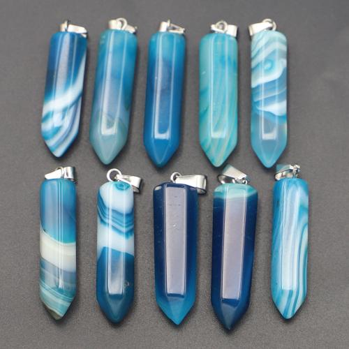 Lace Agate Pendants silver color plated DIY blue Sold By PC