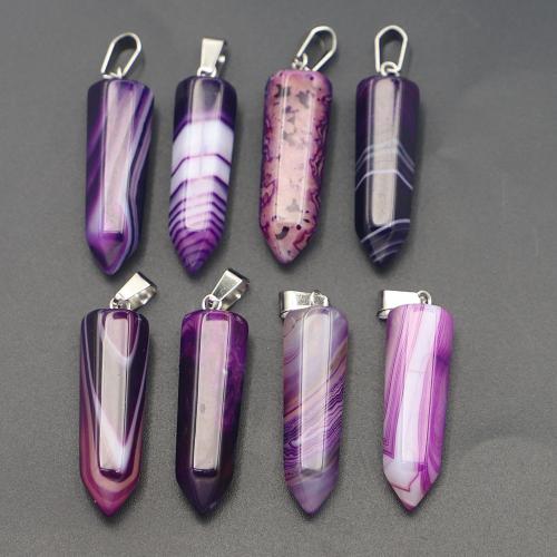 Pendenti Agata pizzo, placcato color argento, DIY, viola, 33x10x9mm, Venduto da PC