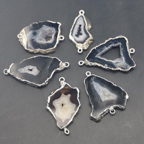 Dubh agate Pendants, Agate Black, neamhrialta, dath airgid plated, DIY, dubh, Size: 30-40mm* 15-30mm *4mm, Díolta De réir PC