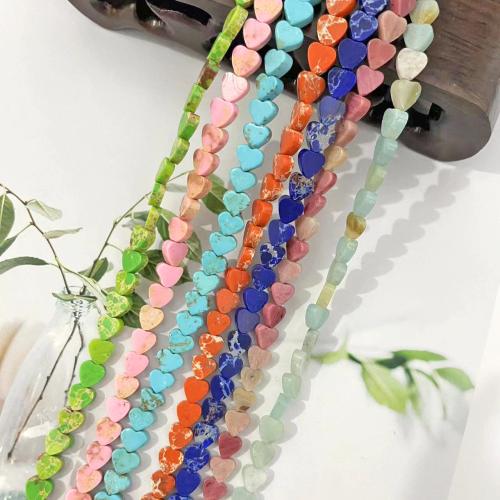 Dragi kamen perle Nakit, Prirodni kamen, Srce, možete DIY & različiti materijali za izbor, više boja za izbor, 6mm, Približno 60računala/Strand, Prodano By Strand