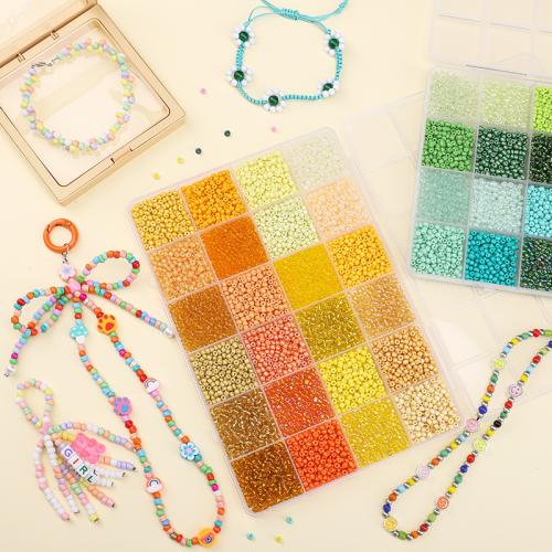 Blandet Glass Seed Beads, Seedbead, du kan DIY, flere farver til valg, Ca. 5200pc'er/Box, Solgt af Box