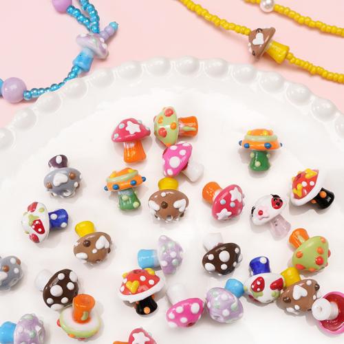 Handgemaakte Lampwork Beads, paddestoel, DIY, meer kleuren voor de keuze, 17x16mm, Gat:Ca 1.5mm, Verkocht door PC