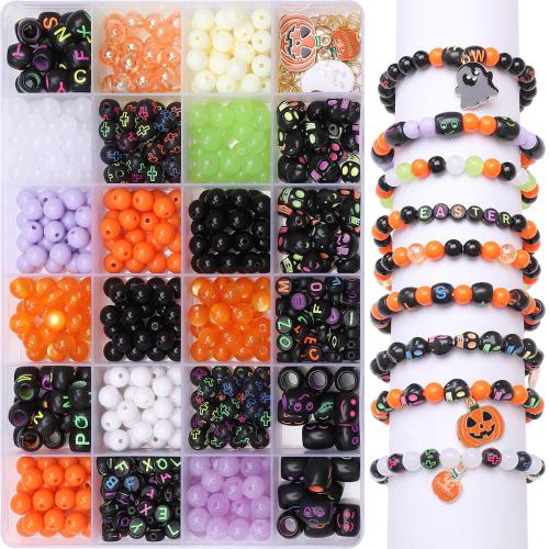 Acrylic Jewelry Beads with Zinc Alloy DIY Sold By Box