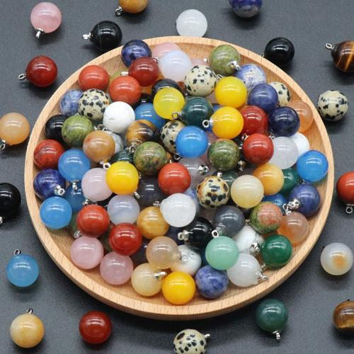 Gemstone Pendants Jewelry Natural Stone Round DIY Sold By PC