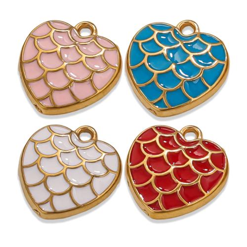 Stainless Steel Heart Pendants 304 Stainless Steel gold color plated DIY & enamel Sold By Bag