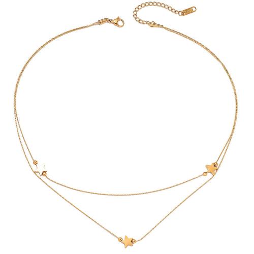 Stainless Steel Jewelry Necklace 304 Stainless Steel gold color plated Double Layer & fashion jewelry & for woman Sold By PC